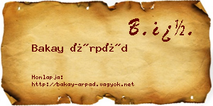 Bakay Árpád névjegykártya