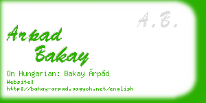arpad bakay business card